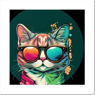 Colorful cat Posters and Art